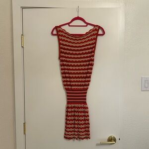 Missoni Orange and Brown Gathered Waist Mini Dress